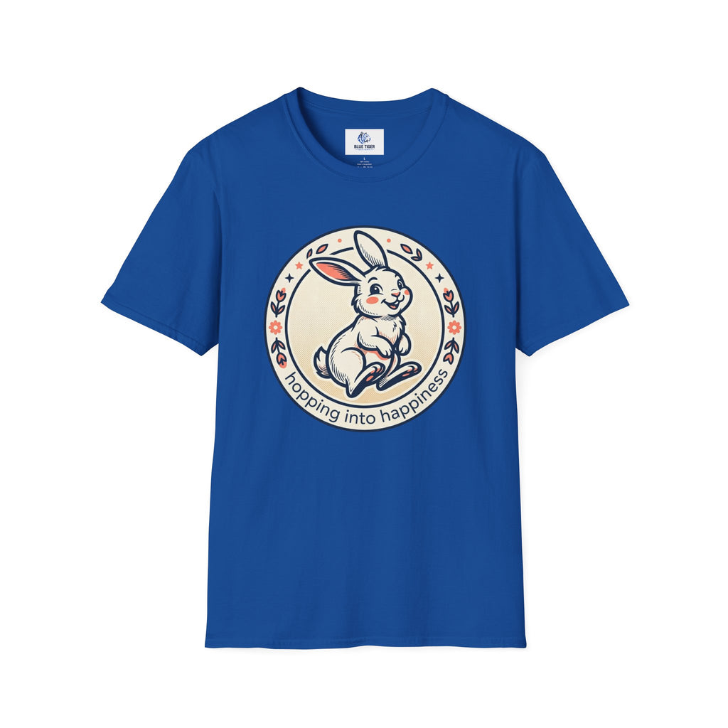 T-Shirt — 'Hopping Into Happiness' Cute Bunny Graphic Tee