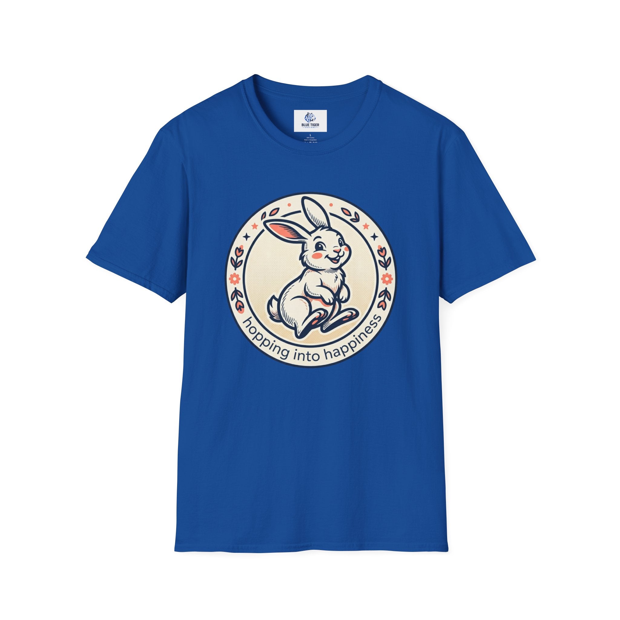 T-Shirt — 'Hopping Into Happiness' Cute Bunny Graphic Tee