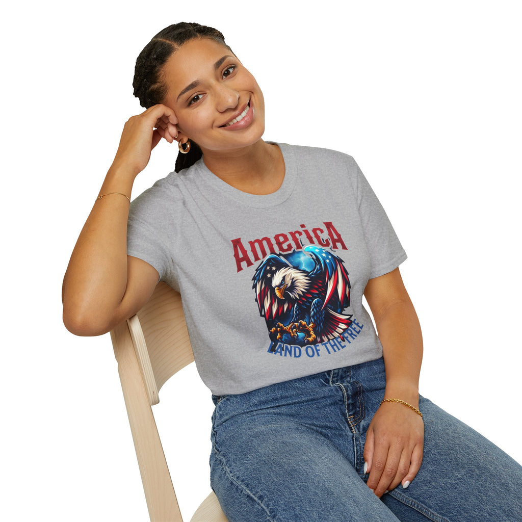Patriotic Eagle T-Shirt – "America Land of the Free" Graphic Tee