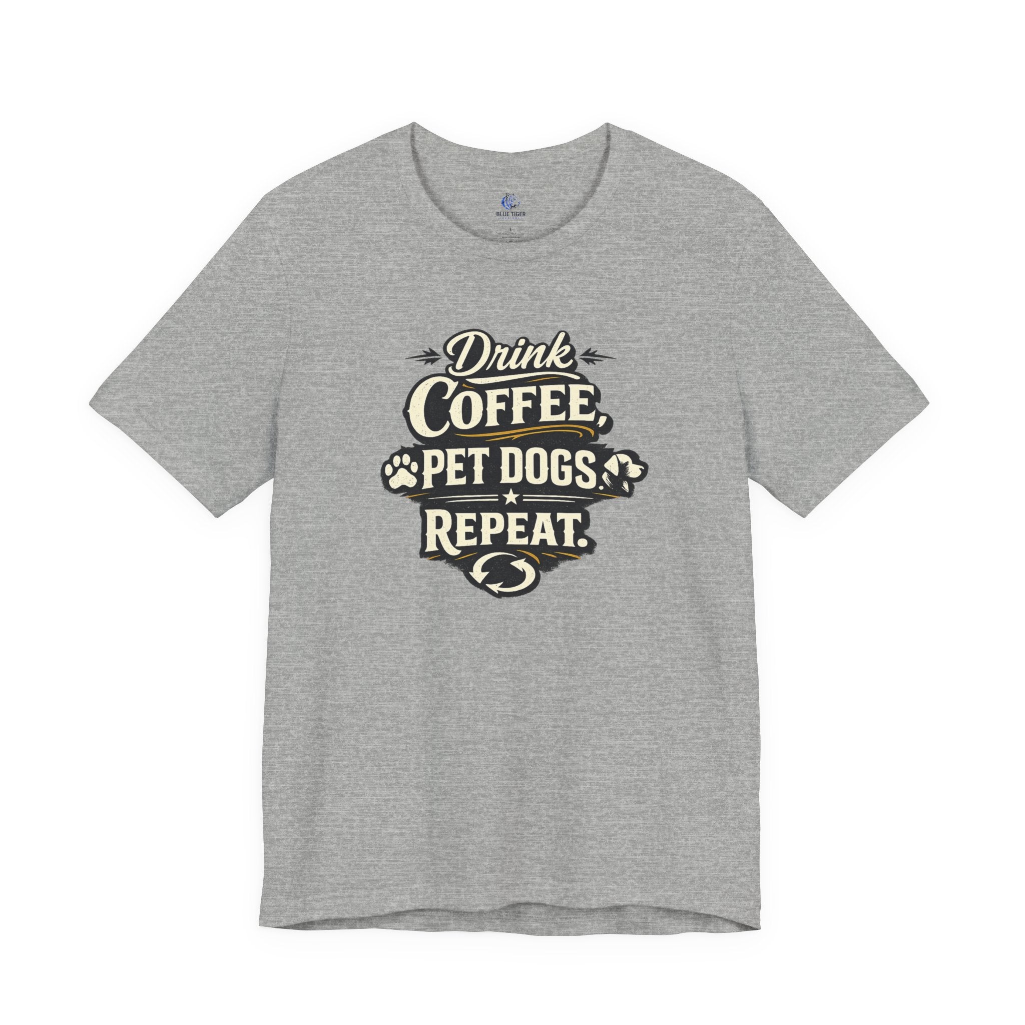 Coffee & Dogs T-Shirt — "Drink Coffee Pet Dogs Repeat" Graphic Tee