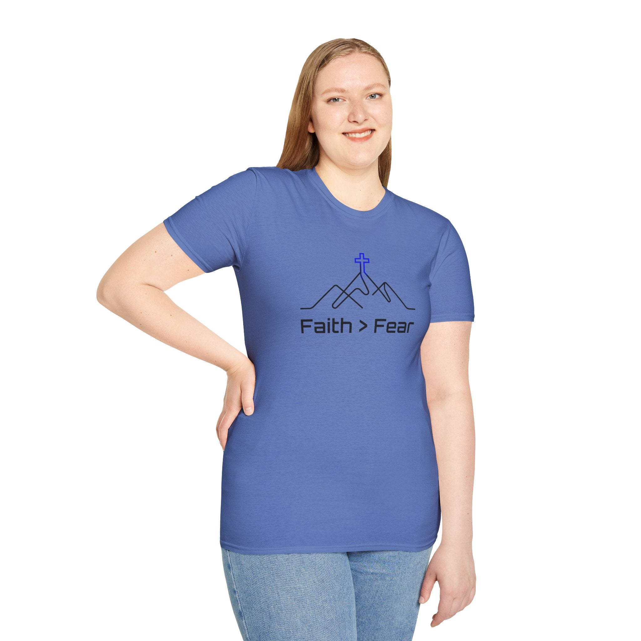 Faith > Fear T-Shirt — Christian Cross Mountain Graphic Tee