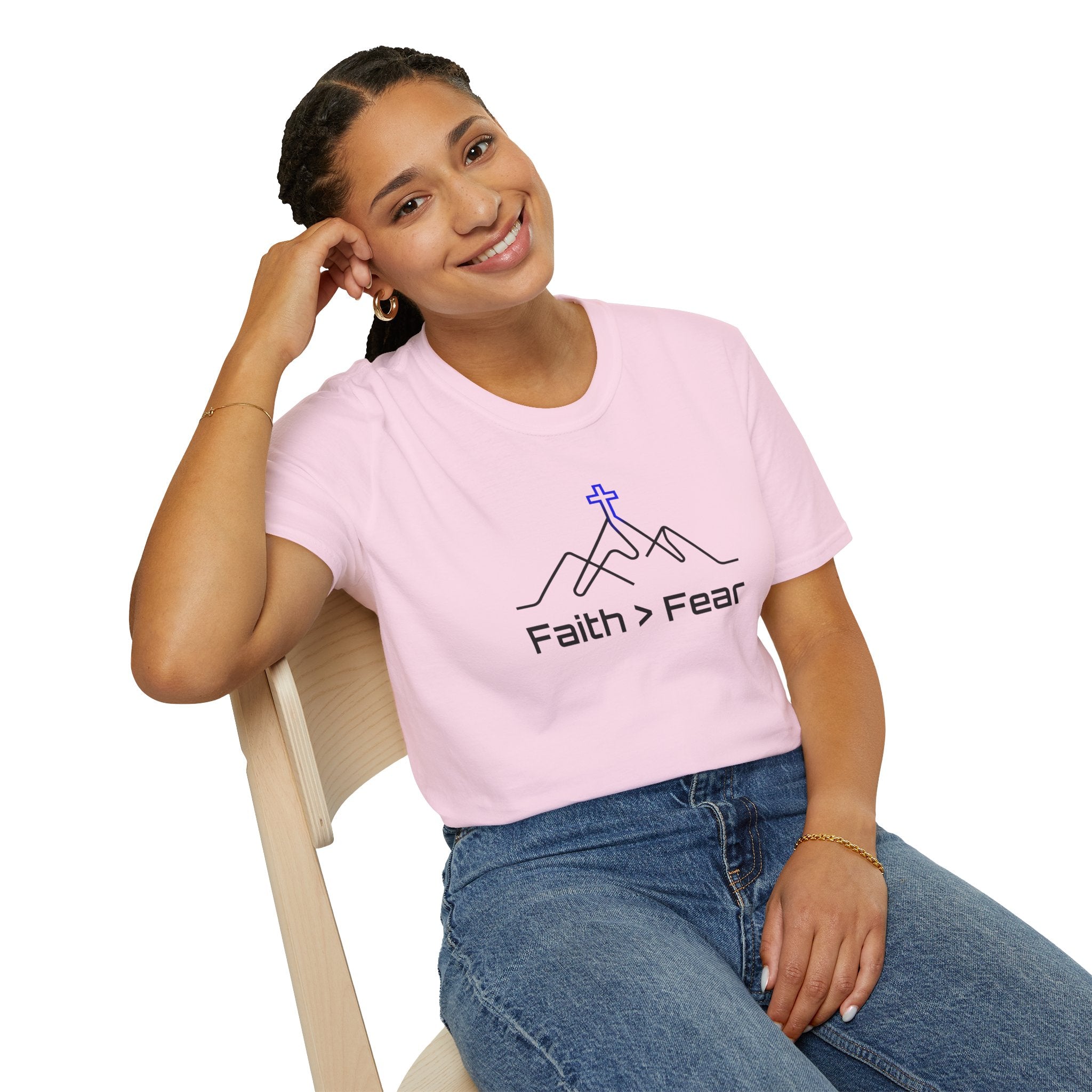 Faith > Fear T-Shirt — Christian Cross Mountain Graphic Tee