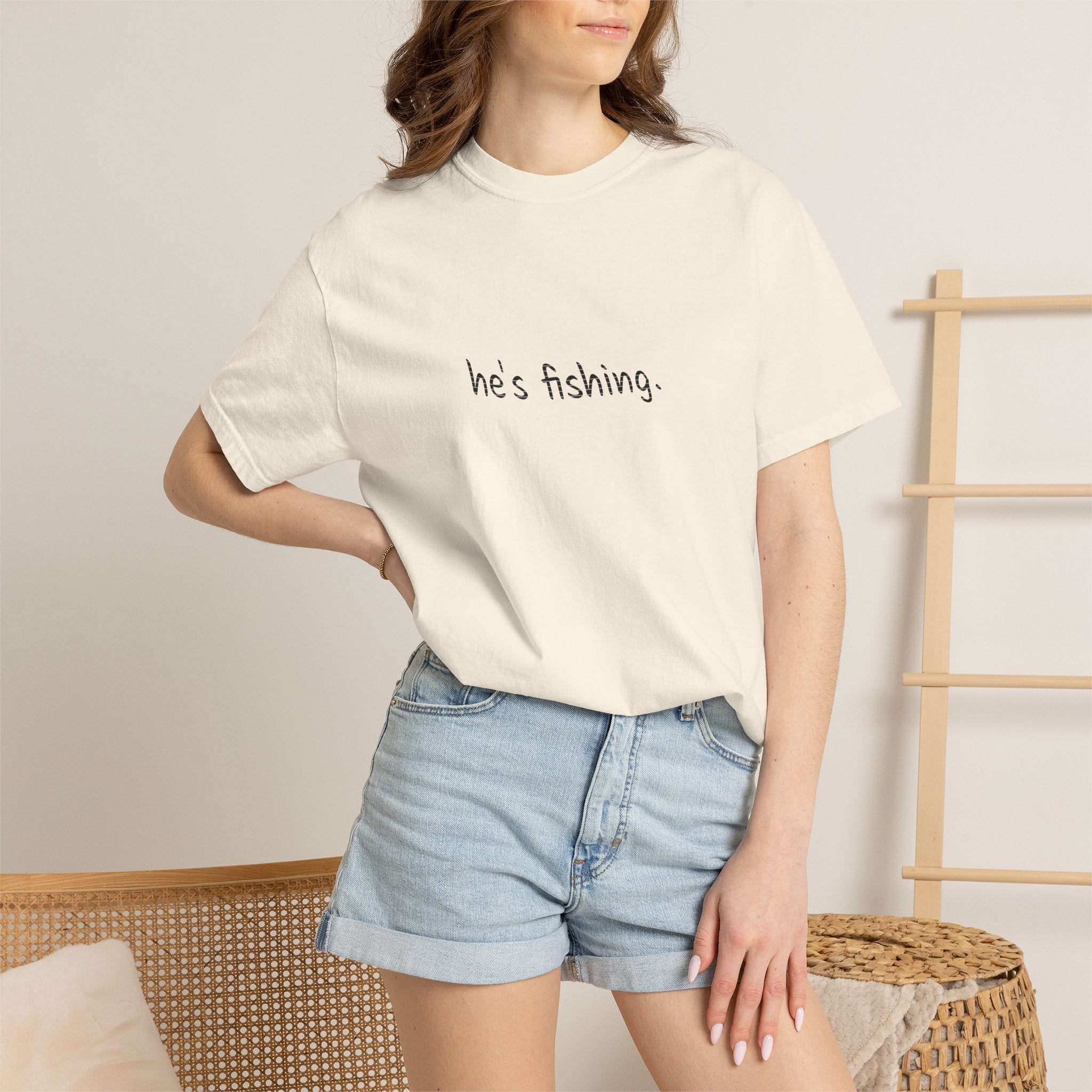 He's Fishing T-Shirt — Casual Minimalist Fishing Tee