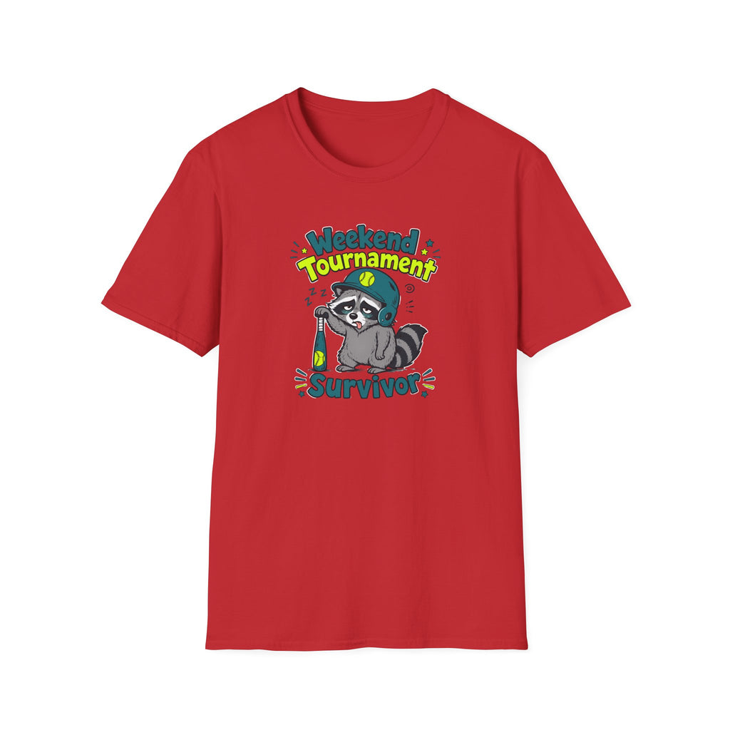 Weekend Tournament Survivor T-Shirt — Funny Raccoon Gaming/Party Tee