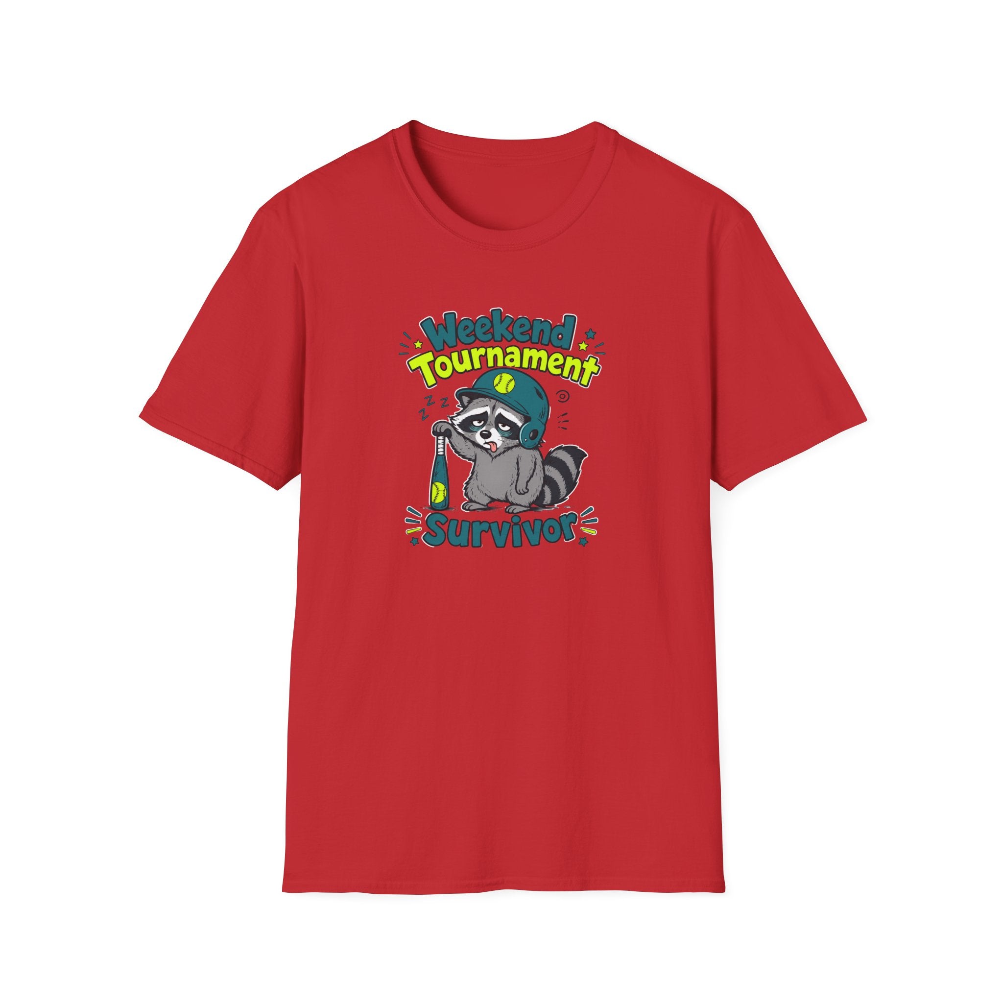 Weekend Tournament Survivor T-Shirt — Funny Raccoon Gaming/Party Tee