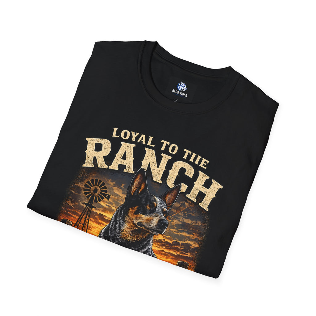 Ranch Australian Cattle Dog T-Shirt — "Loyal To The Ranch" Rustic Sunset Dog Tee