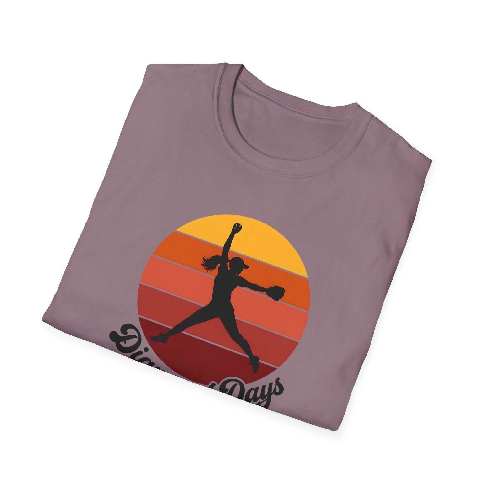 Diamond Days Softball T-Shirt — Vintage Sunset Pitcher Tee