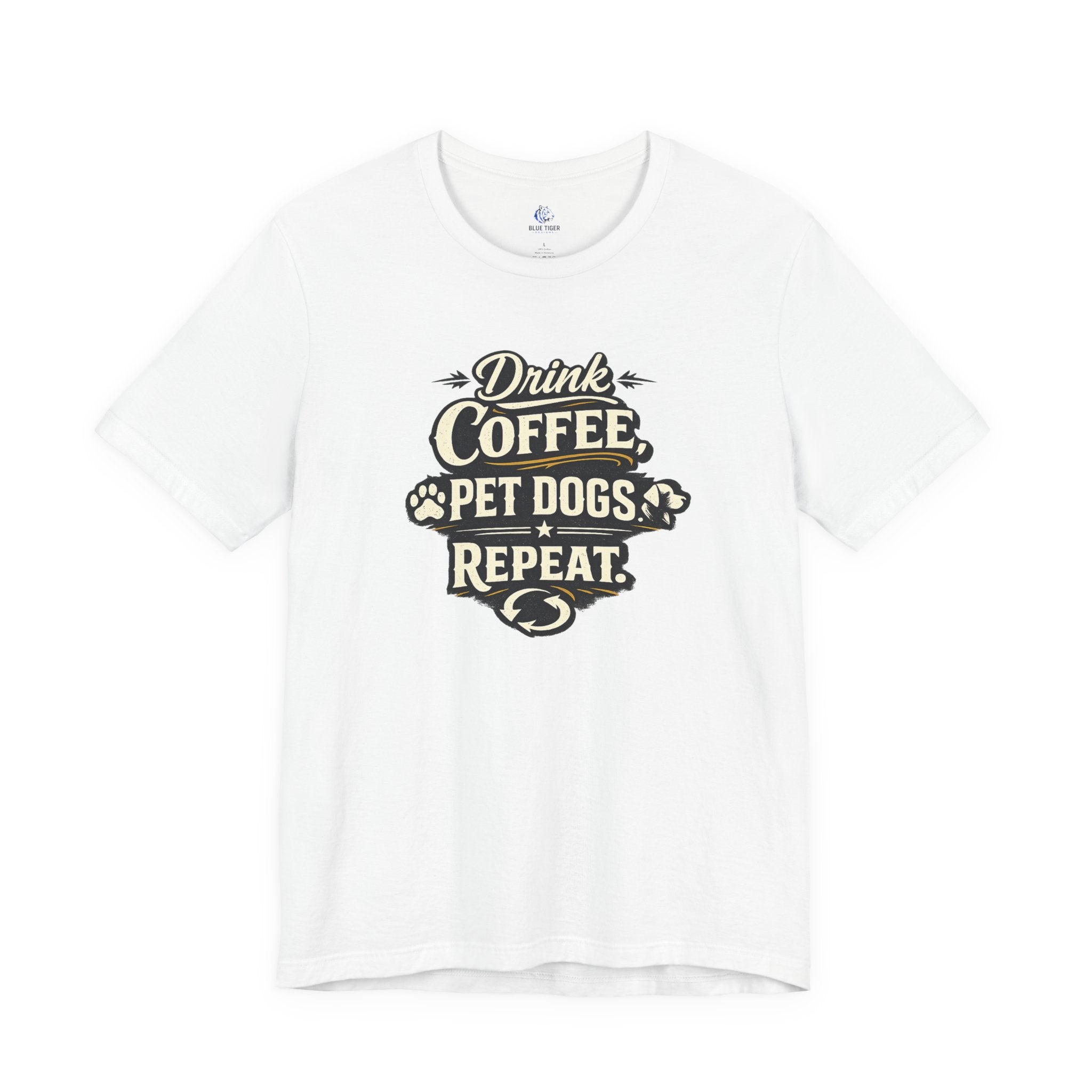 Coffee & Dogs T-Shirt — "Drink Coffee Pet Dogs Repeat" Graphic Tee