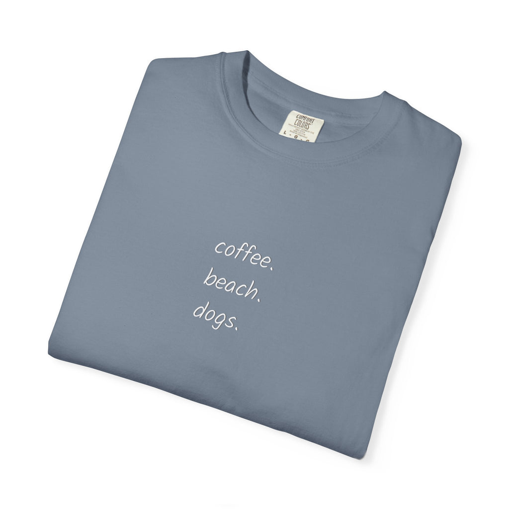 Coffee Beach Dogs T-Shirt — Casual Vacation Graphic Tee