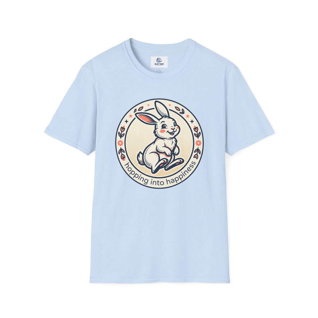 T-Shirt — 'Hopping Into Happiness' Cute Bunny Graphic Tee